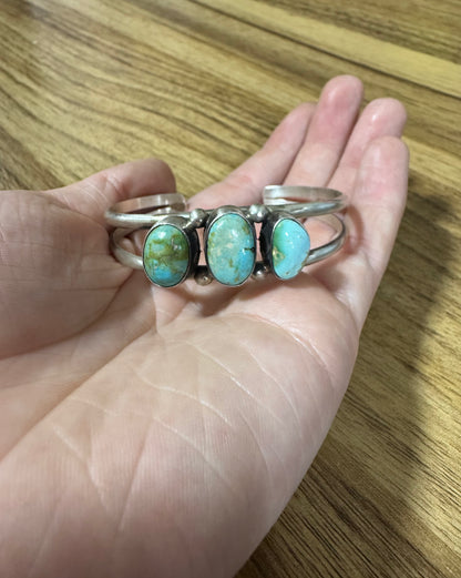 Kingman 3-Stone Cuff By Augustine Largo, Navajo