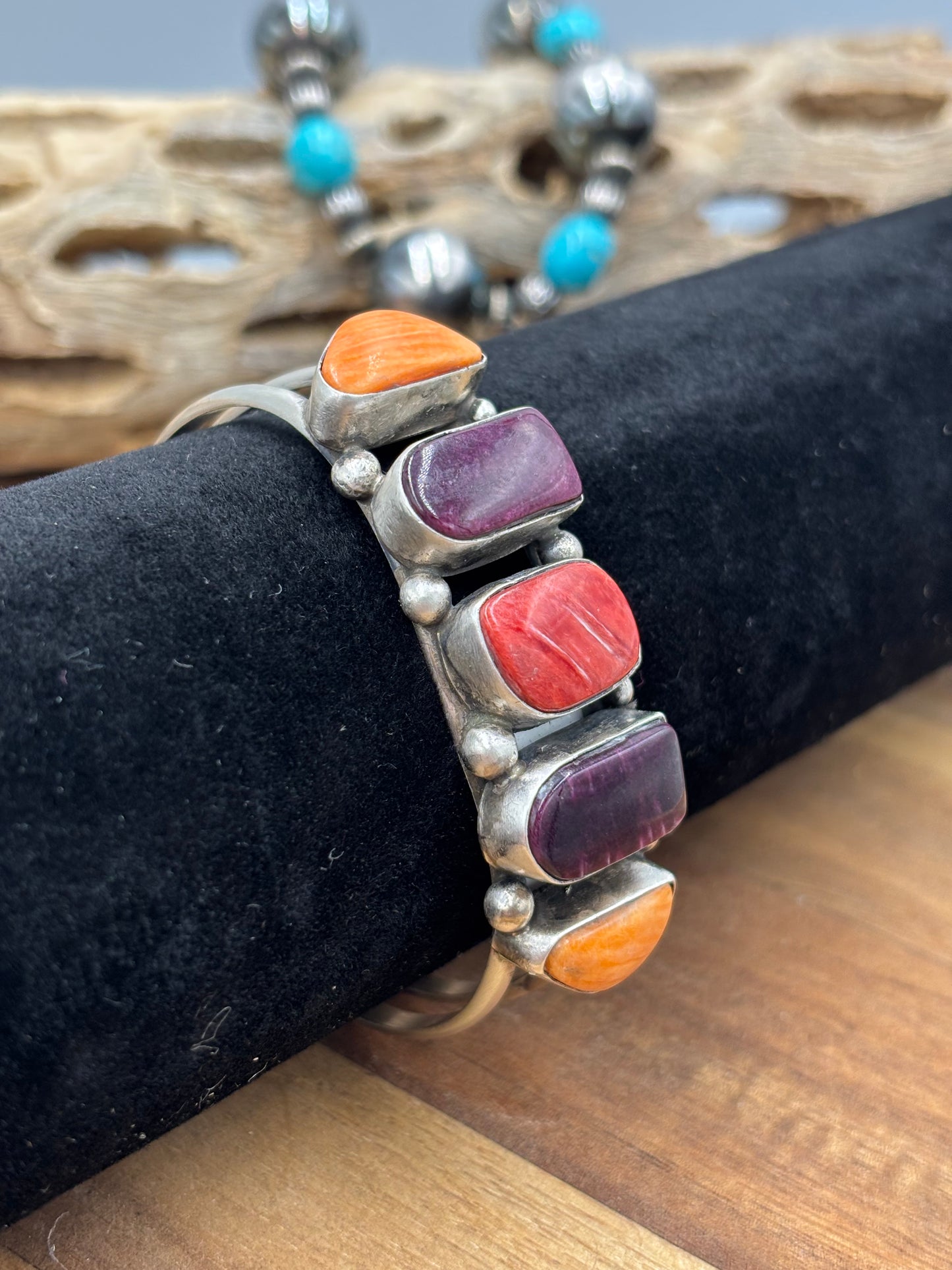 Mixed Spiny Cuff #1 by Augustine Largo, Navajo