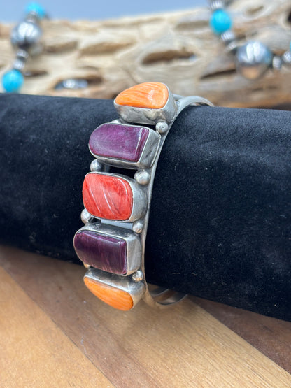Mixed Spiny Cuff #1 by Augustine Largo, Navajo