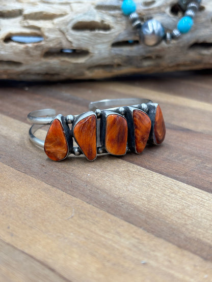 Orange Spiny Cuff #719 by Augustine Largo, Navajo