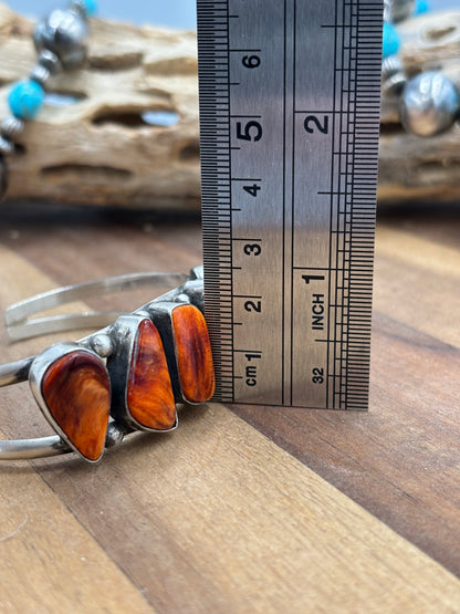 Orange Spiny Cuff #719 by Augustine Largo, Navajo