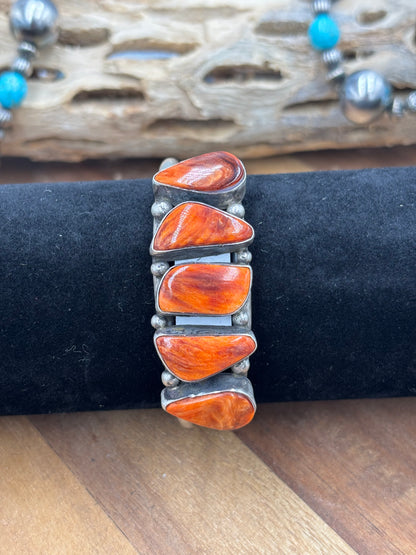 Orange Spiny Cuff #719 by Augustine Largo, Navajo