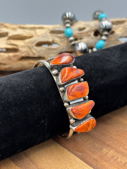 Orange Spiny Cuff #719 by Augustine Largo, Navajo
