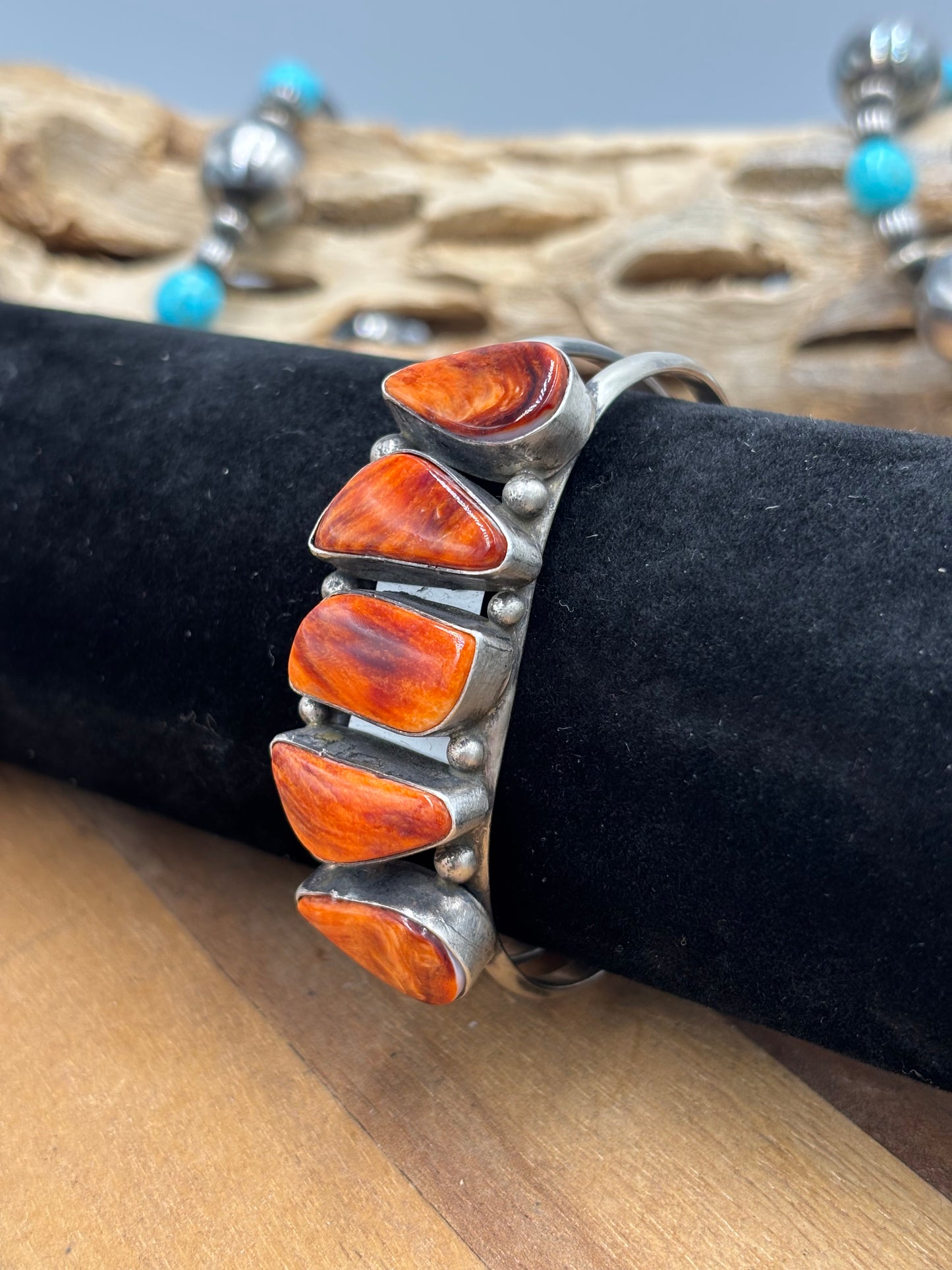 Orange Spiny Cuff #719 by Augustine Largo, Navajo