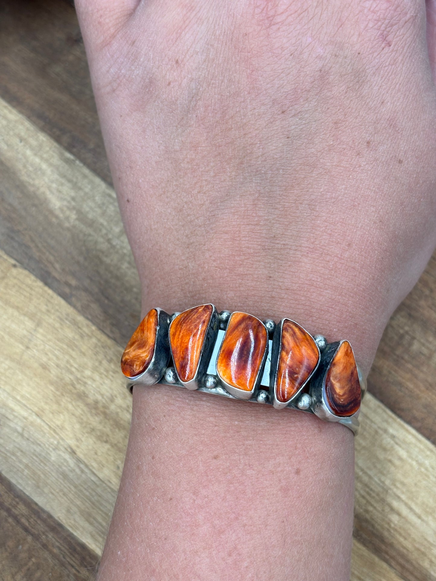 Orange Spiny Cuff #719 by Augustine Largo, Navajo