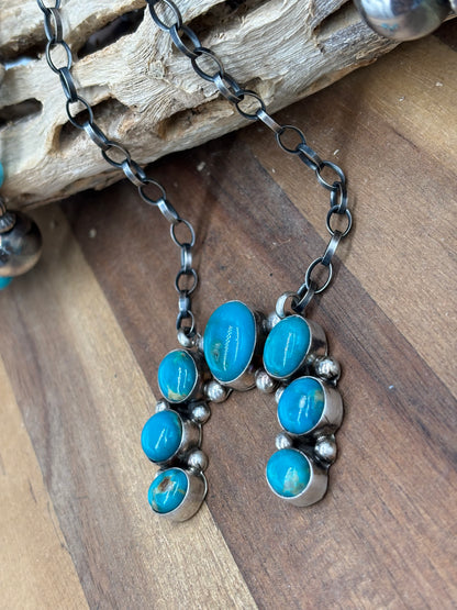 Kingman Turquoise Naja Necklace #3 by Augustine Largo, Navajo