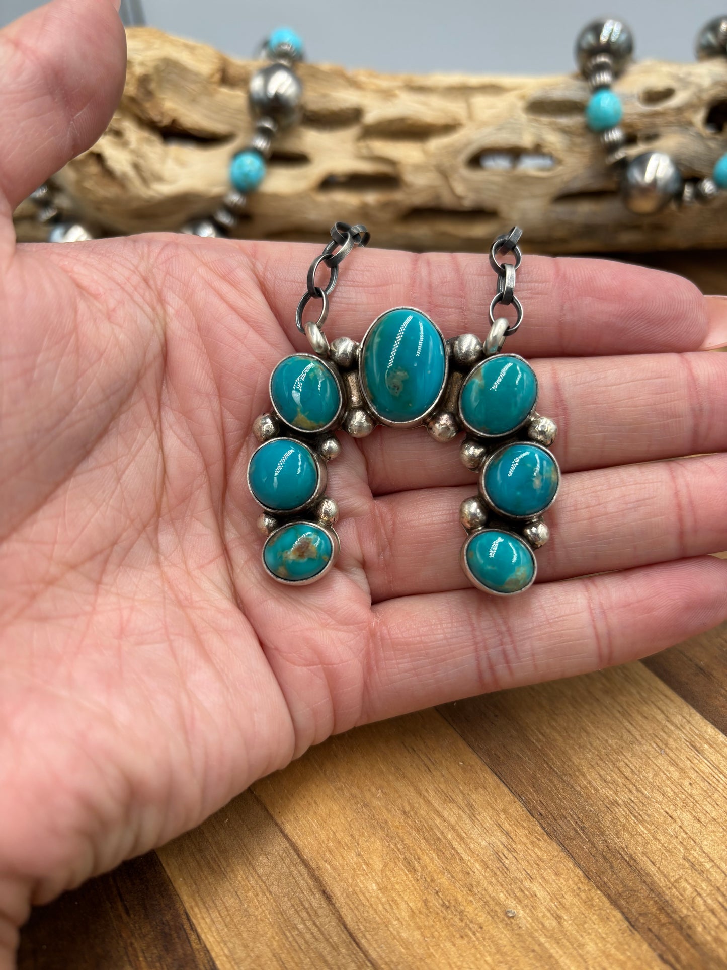 Kingman Turquoise Naja Necklace #3 by Augustine Largo, Navajo