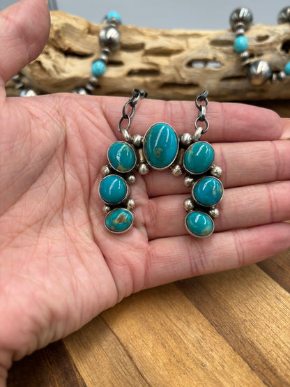 Kingman Turquoise Naja Necklace #3 by Augustine Largo, Navajo