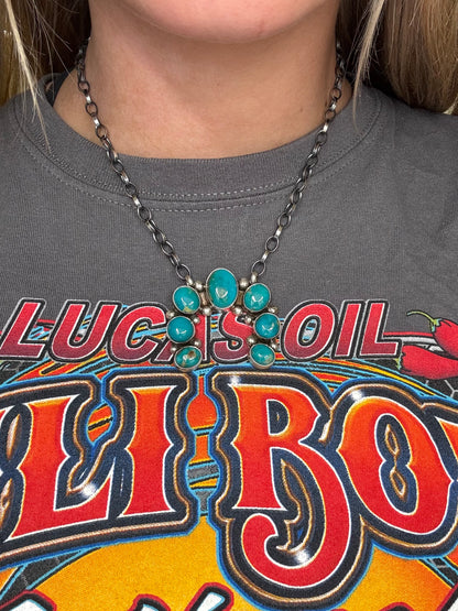 Kingman Turquoise Naja Necklace #3 by Augustine Largo, Navajo