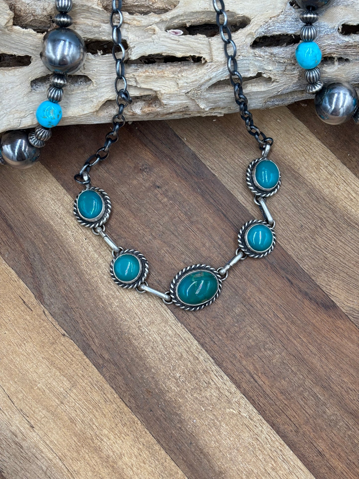 Kingman Turquoise Choker by Augustine Largo, Navajo