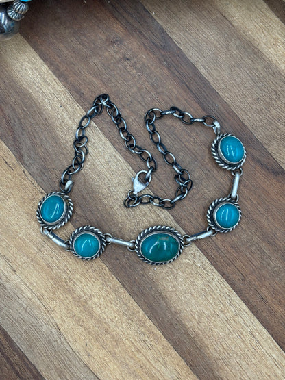 Kingman Turquoise Choker by Augustine Largo, Navajo