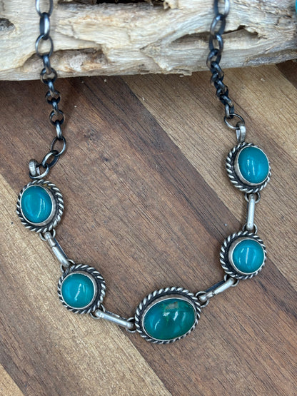 Kingman Turquoise Choker by Augustine Largo, Navajo