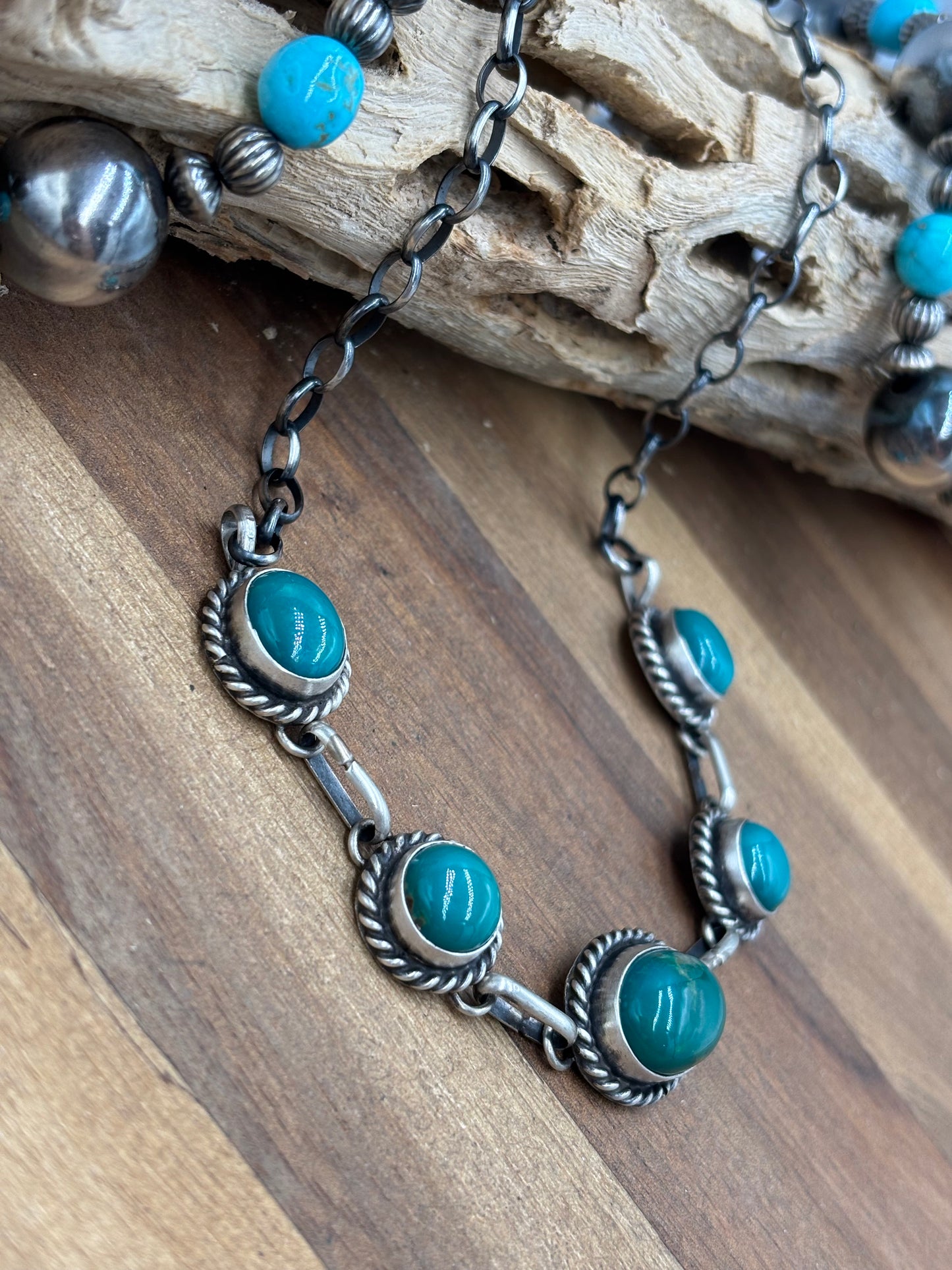 Kingman Turquoise Choker by Augustine Largo, Navajo