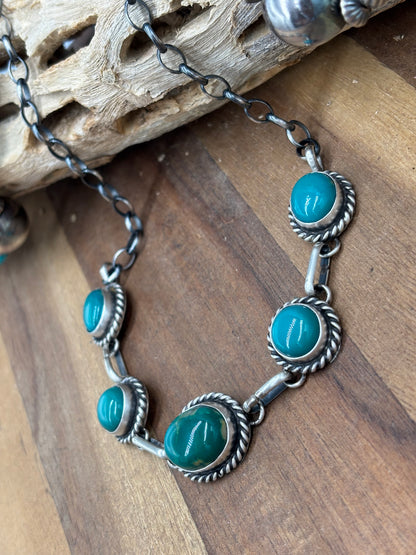 Kingman Turquoise Choker by Augustine Largo, Navajo