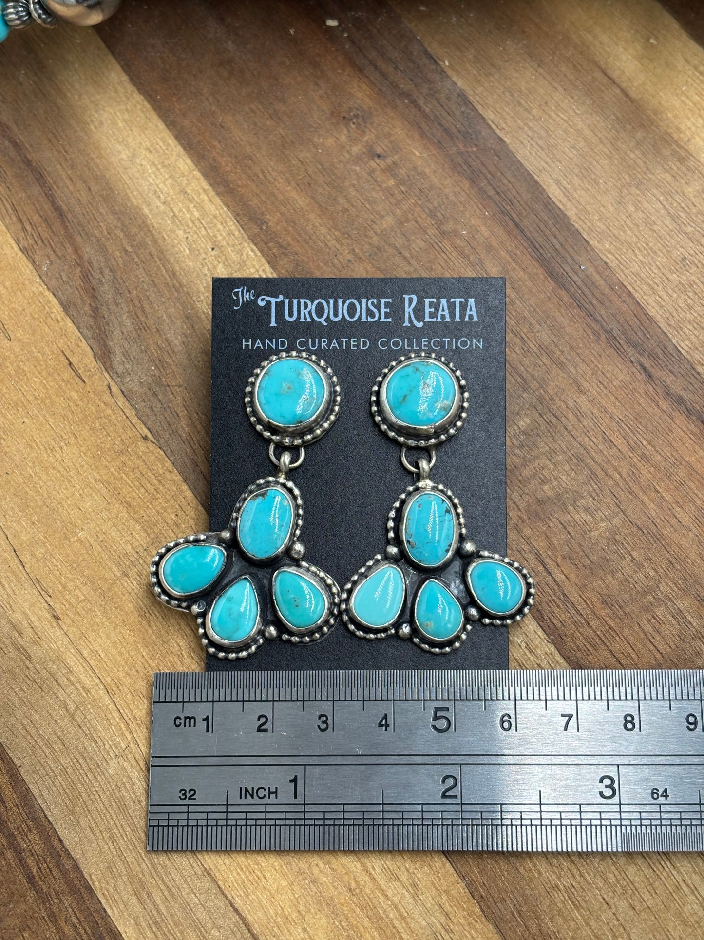 Turquoise Earrings #719 by Ella Peter, Navajo