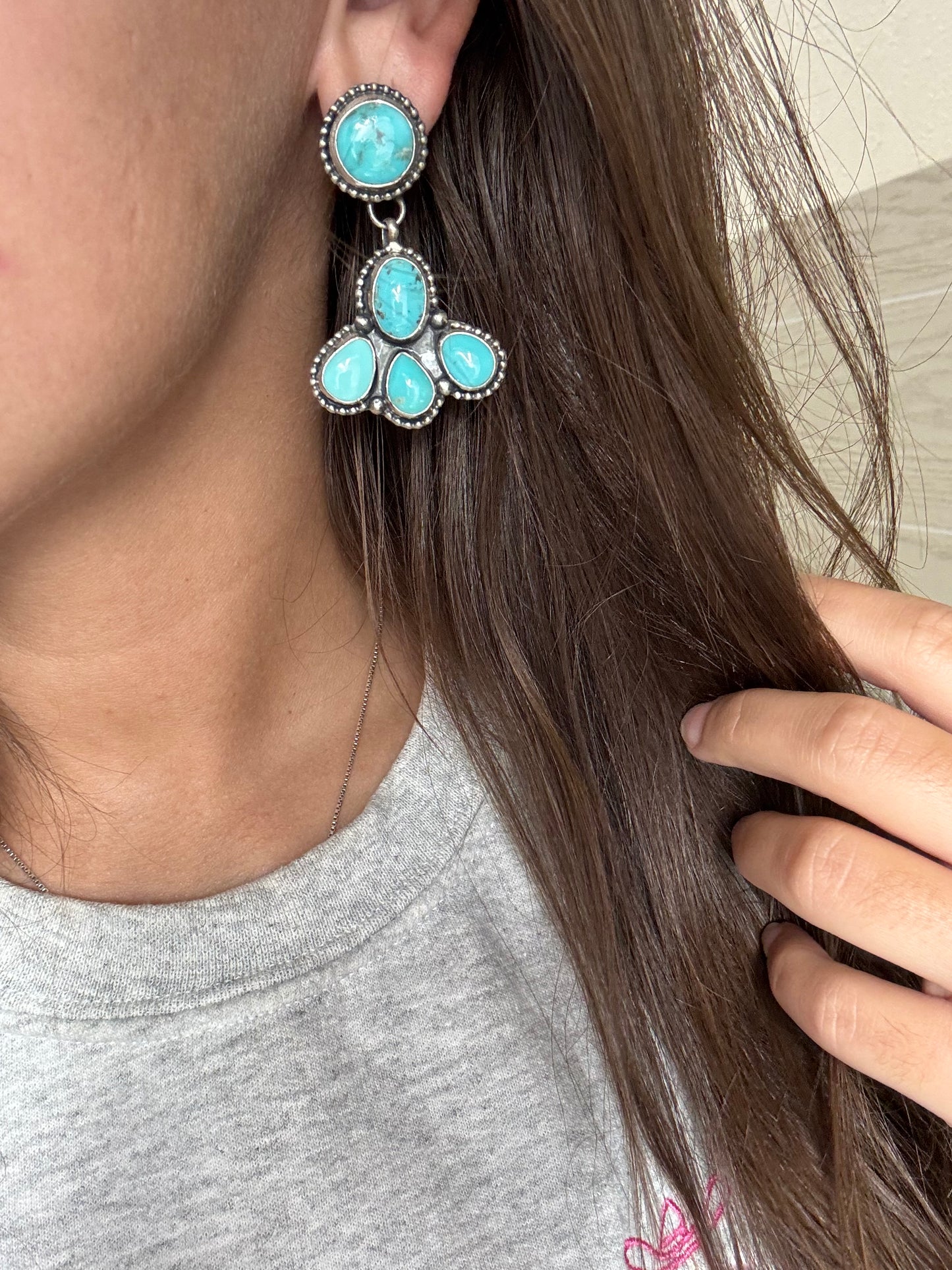 Turquoise Earrings #719 by Ella Peter, Navajo
