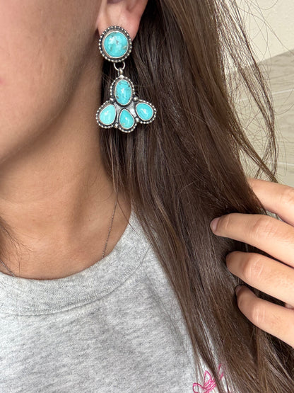Turquoise Earrings #719 by Ella Peter, Navajo