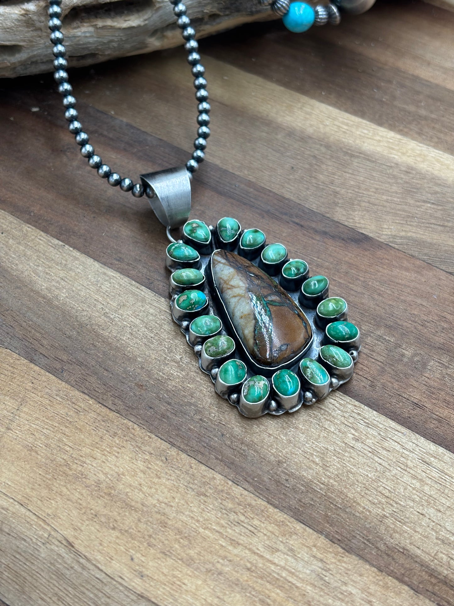 Ribbon Royston & Sonoran Gold Pendant by Ella Peter, Navajo
