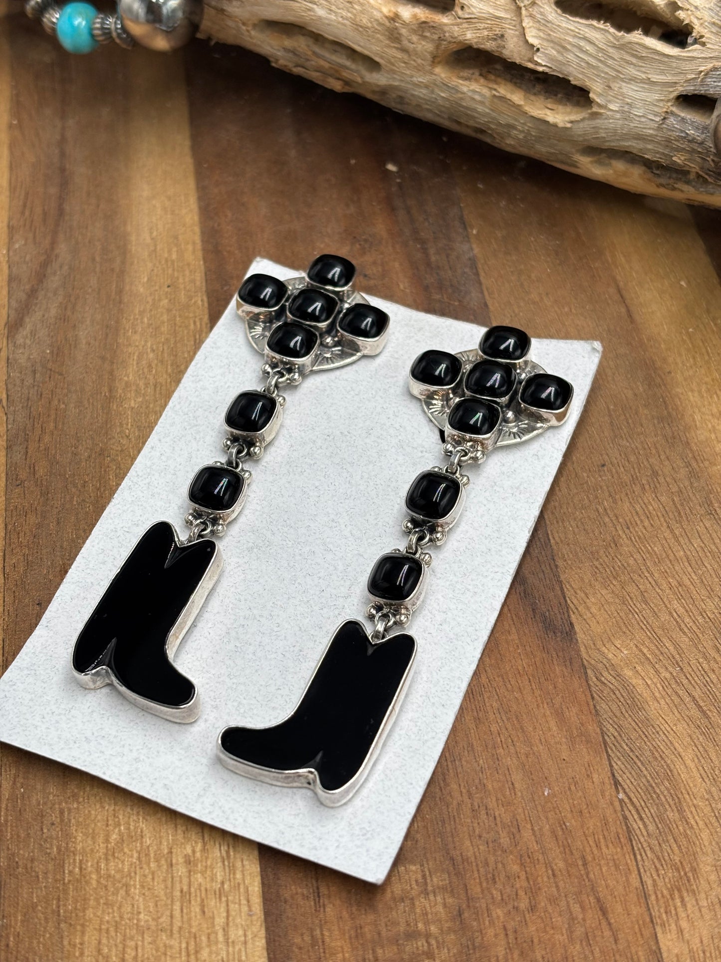 Black Onyx Boot CLIP Earrings by Federico Jimenez
