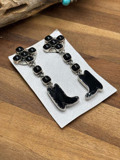 Black Onyx Boot CLIP Earrings by Federico Jimenez