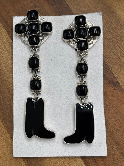 Black Onyx Boot CLIP Earrings by Federico Jimenez