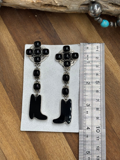 Black Onyx Boot CLIP Earrings by Federico Jimenez