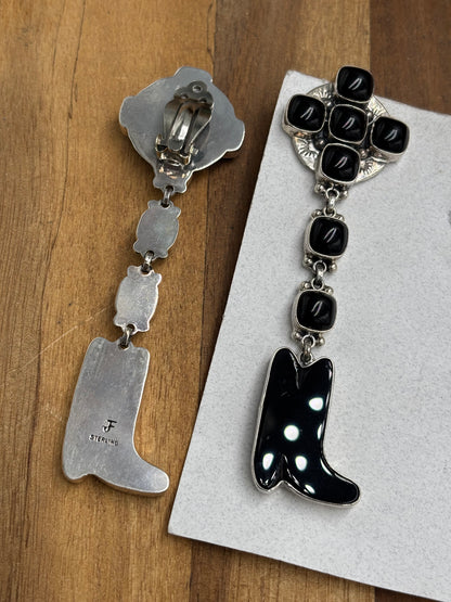 Black Onyx Boot CLIP Earrings by Federico Jimenez