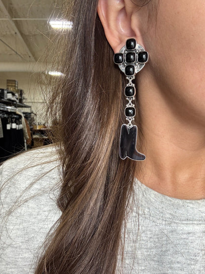 Black Onyx Boot CLIP Earrings by Federico Jimenez