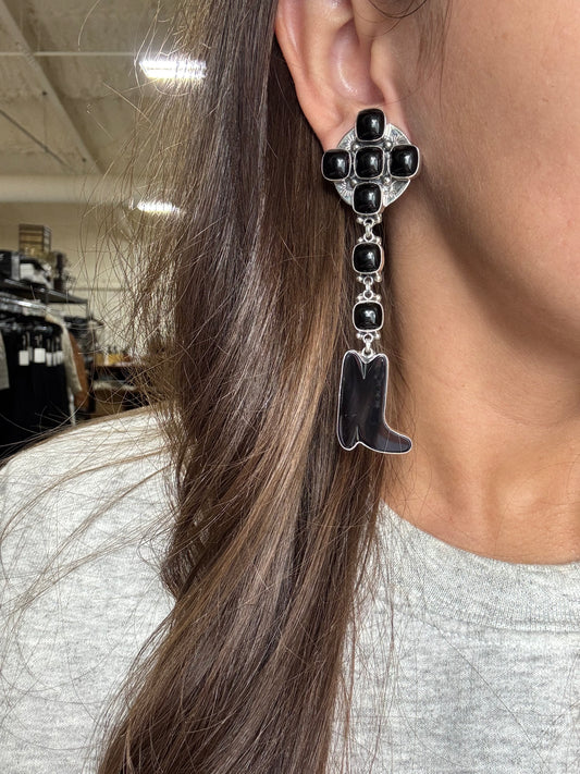 Black Onyx Boot CLIP Earrings by Federico Jimenez