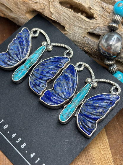 Lapis & Turquoise Butterfly CLIP Earrings by Federico Jimenez