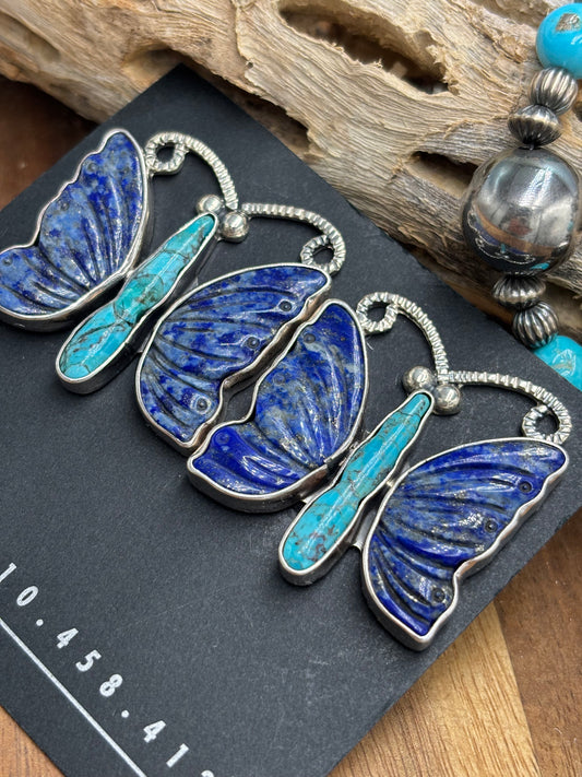 Lapis & Turquoise Butterfly CLIP Earrings by Federico Jimenez