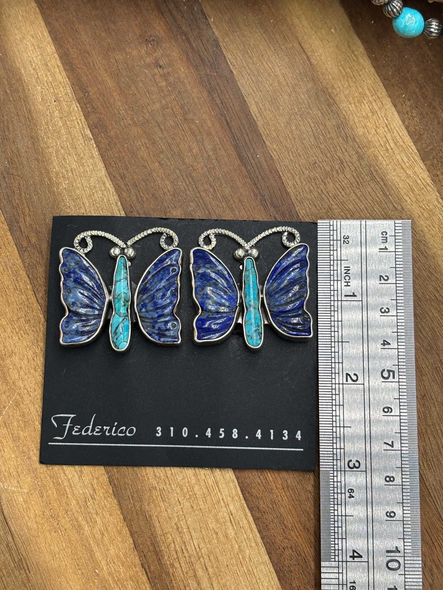 Lapis & Turquoise Butterfly CLIP Earrings by Federico Jimenez