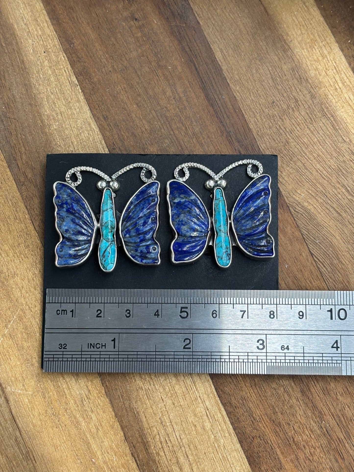 Lapis & Turquoise Butterfly CLIP Earrings by Federico Jimenez