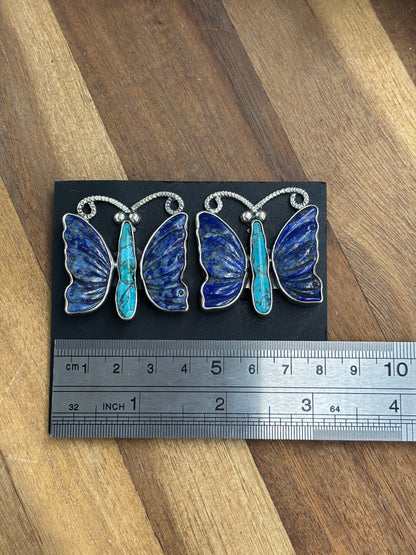 Lapis & Turquoise Butterfly CLIP Earrings by Federico Jimenez