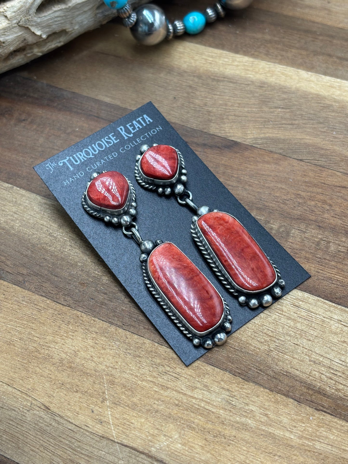 Red Spiny Earrings #719 by Elouise Lee, Navajo