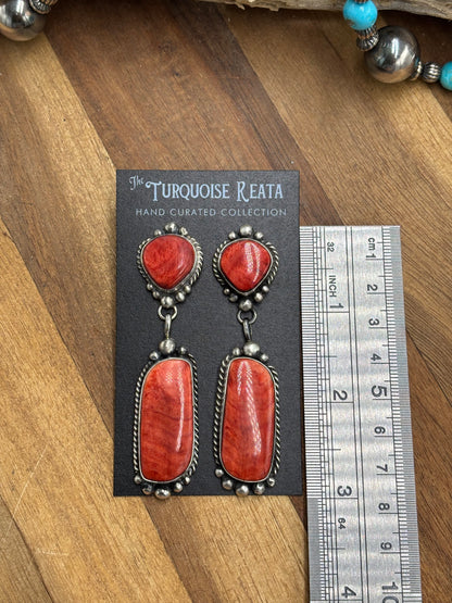 Red Spiny Earrings #719 by Elouise Lee, Navajo