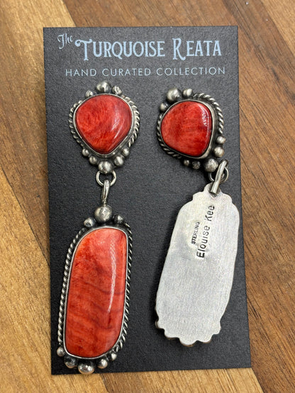 Red Spiny Earrings #719 by Elouise Lee, Navajo