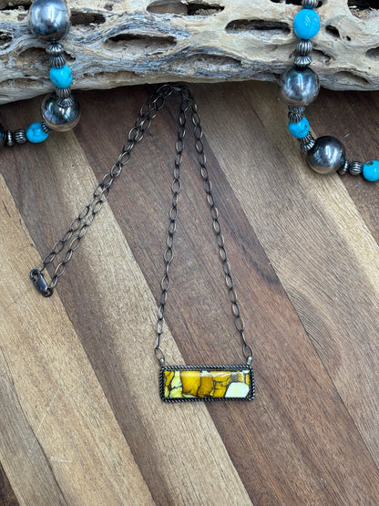 Honey Dahlia Mojave Bar Necklace by Tia Long, Navajo