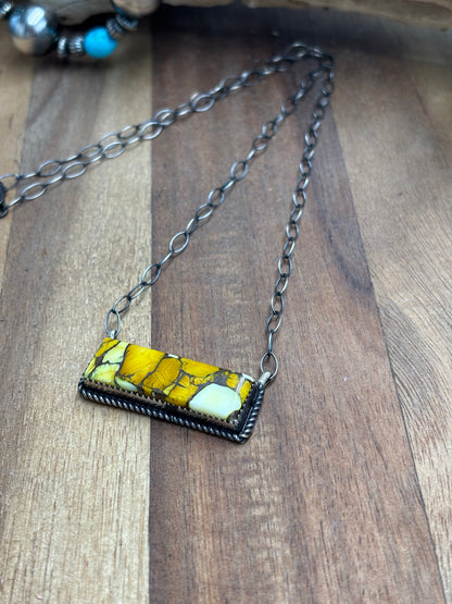 Honey Dahlia Mojave Bar Necklace by Tia Long, Navajo
