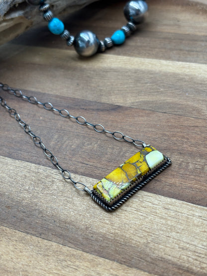 Honey Dahlia Mojave Bar Necklace by Tia Long, Navajo