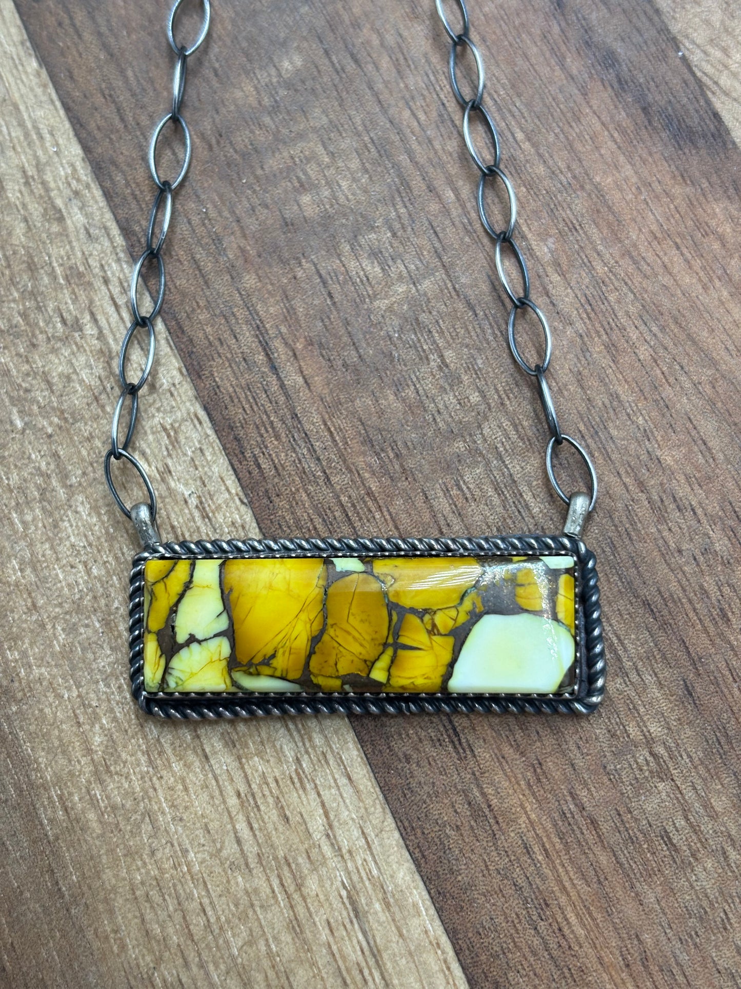 Honey Dahlia Mojave Bar Necklace by Tia Long, Navajo