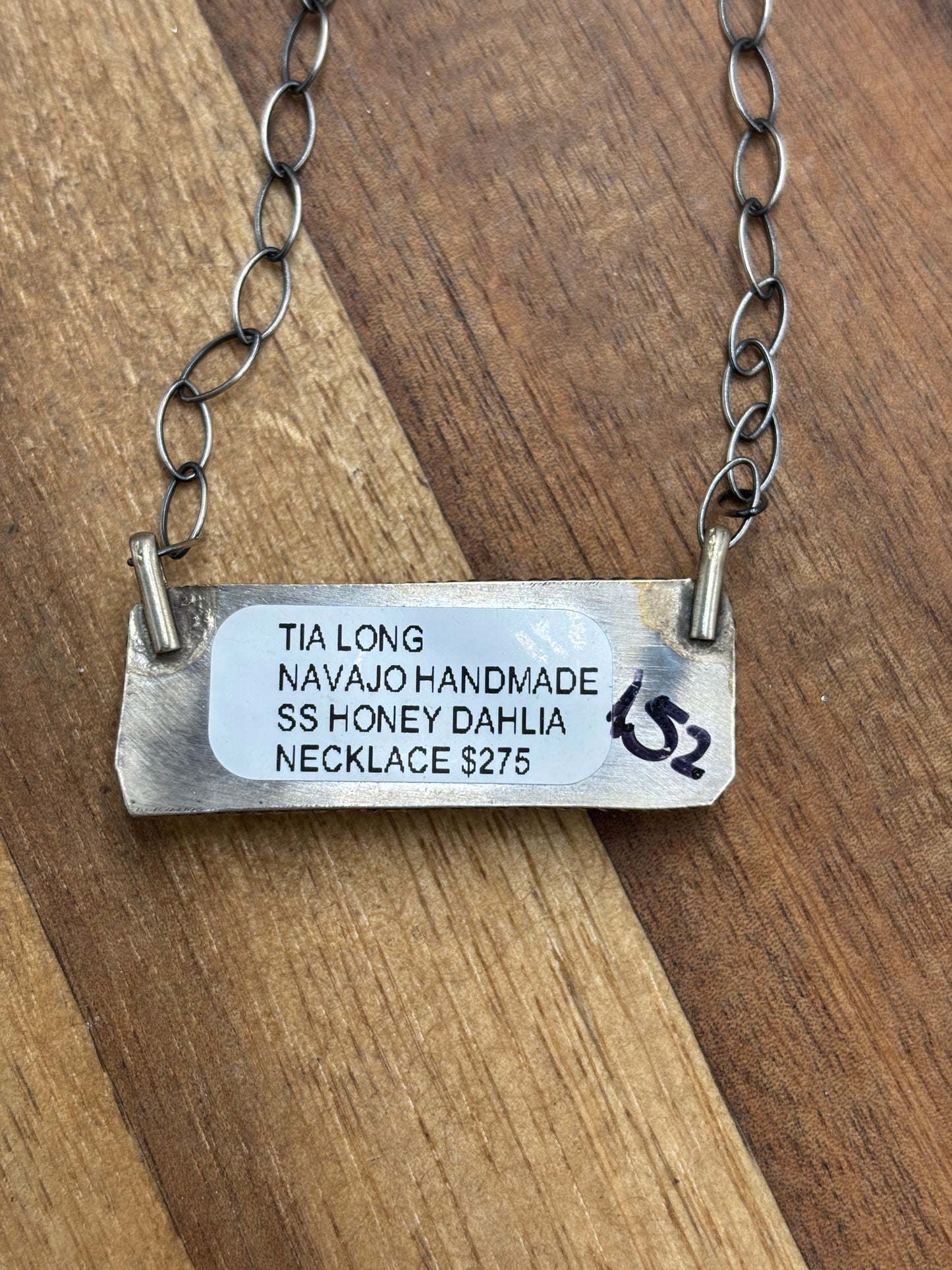 Honey Dahlia Mojave Bar Necklace by Tia Long, Navajo