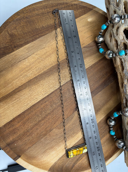 Honey Dahlia Mojave Bar Necklace by Tia Long, Navajo