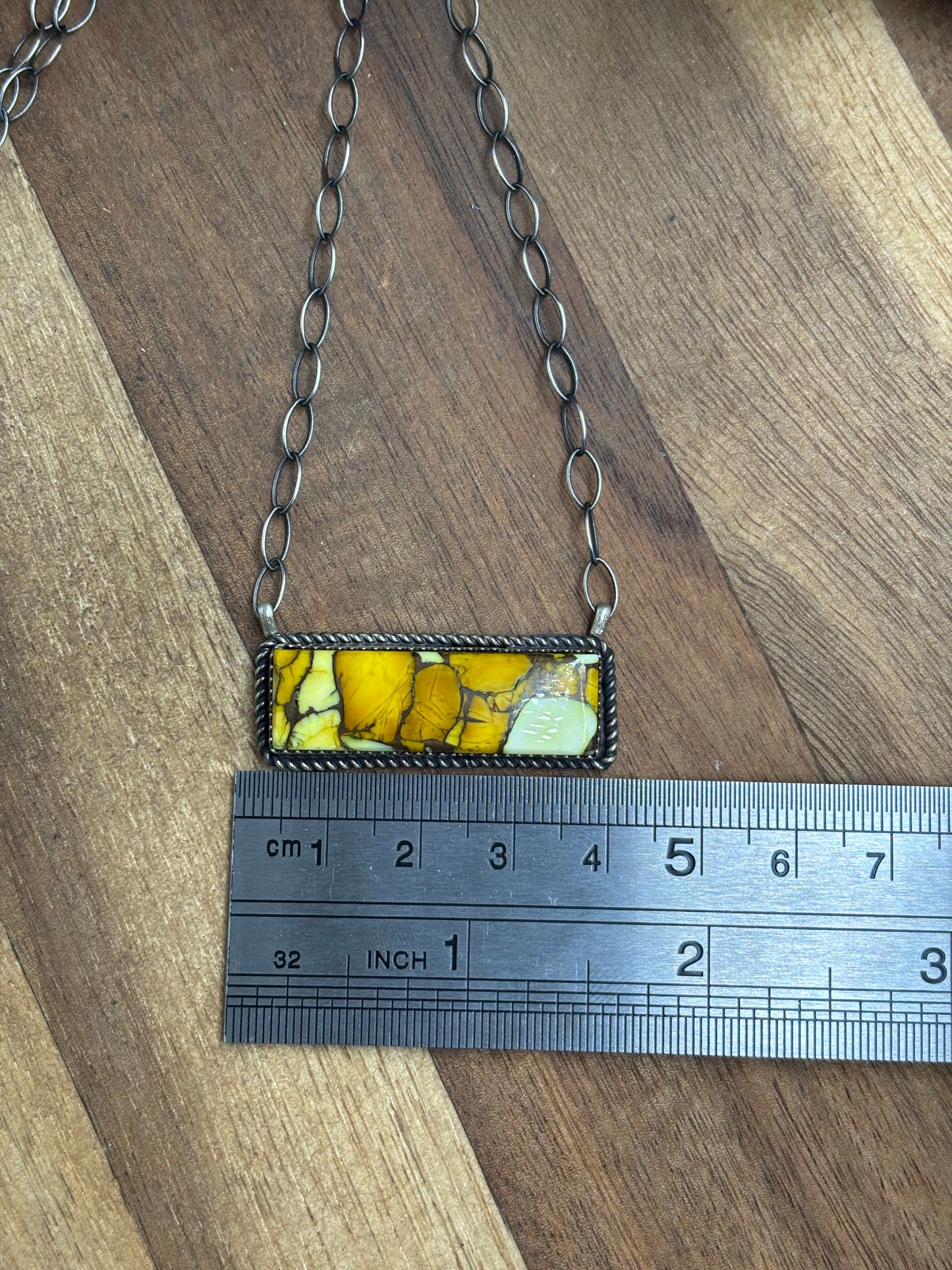 Honey Dahlia Mojave Bar Necklace by Tia Long, Navajo