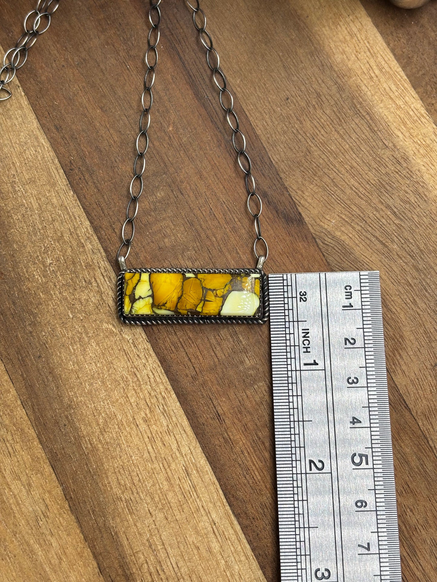 Honey Dahlia Mojave Bar Necklace by Tia Long, Navajo