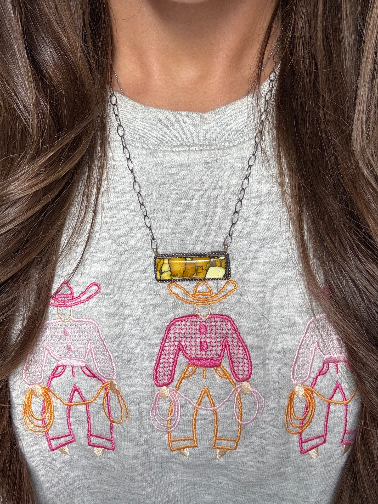 Honey Dahlia Mojave Bar Necklace by Tia Long, Navajo