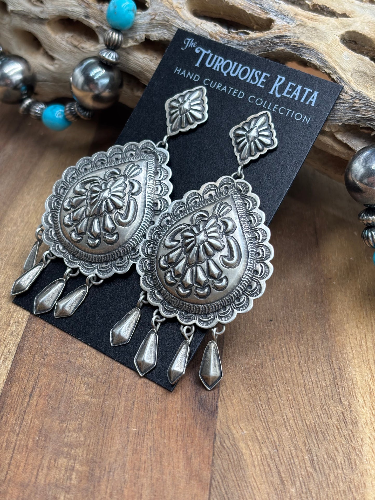 Concho Earrings by Thomas Charley, Navajo