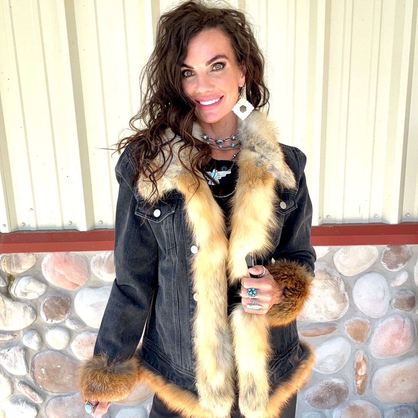 The Golden Spur Denim and Red Fox Fur