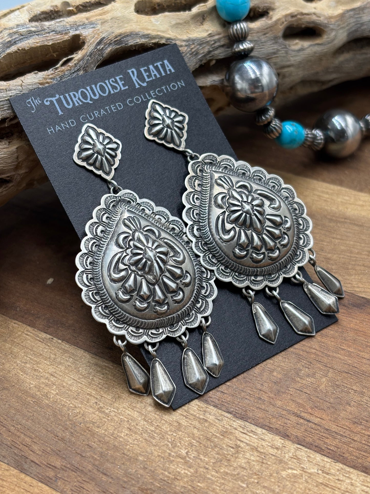 Concho Earrings by Thomas Charley, Navajo