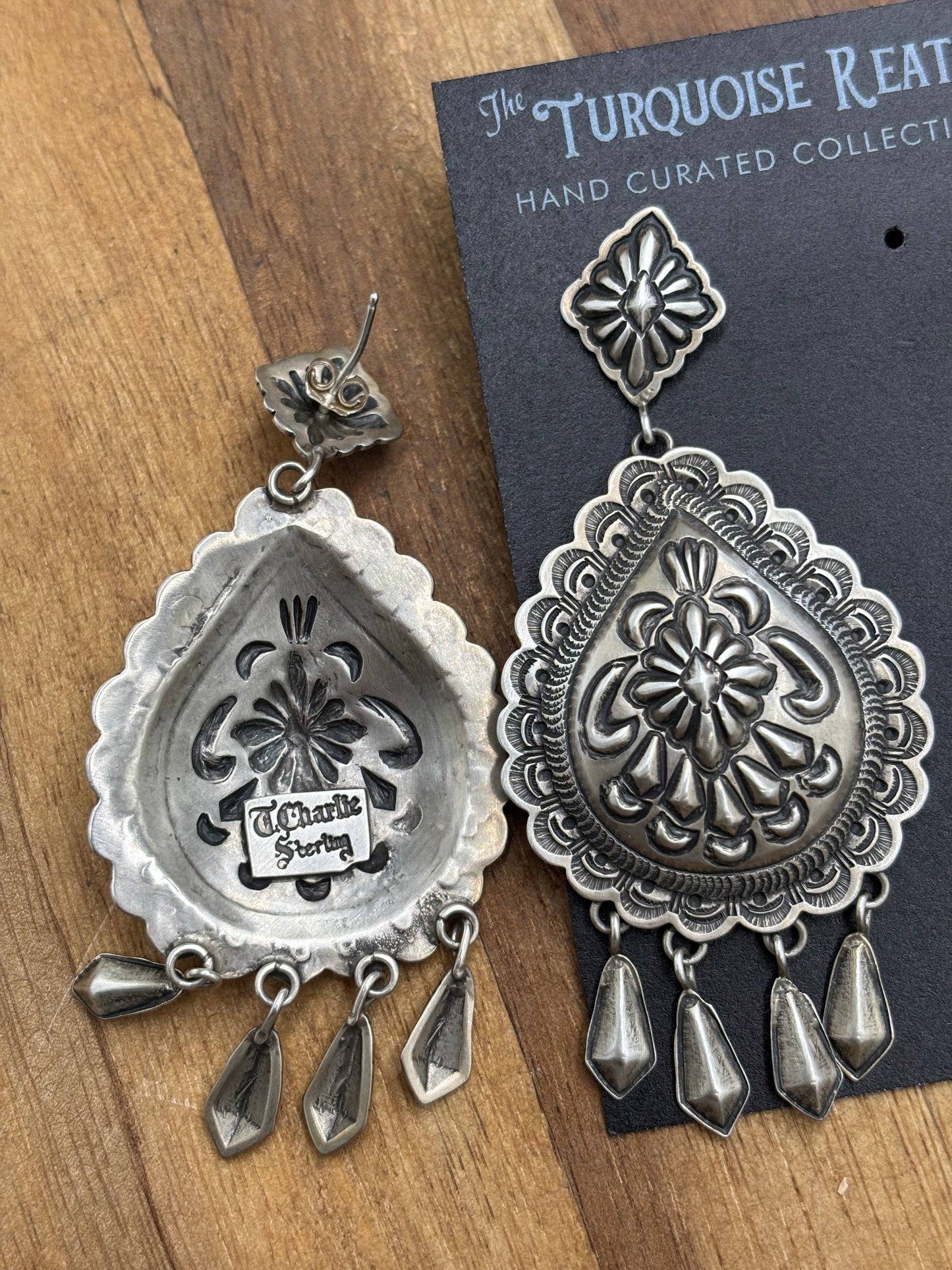 Concho Earrings by Thomas Charley, Navajo